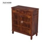 Solid Sheesham Wood Shoe Cabinet With Drawers Storage - Image 2