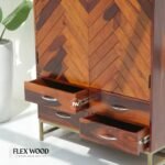 Sheesham Wood Wardrobe with 2 Doors & 4 Drawers - Honey Finish - Image 3