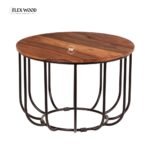 Solid Sheesham Wood Round Coffee Table - Image 3