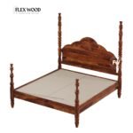Flexwood Solid Sheesham Wood Poster Bed In King Size(honey finish) - Image 3