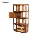Flexwood cane Solid Wood Bookshelf in (teak Finish) - Image 4