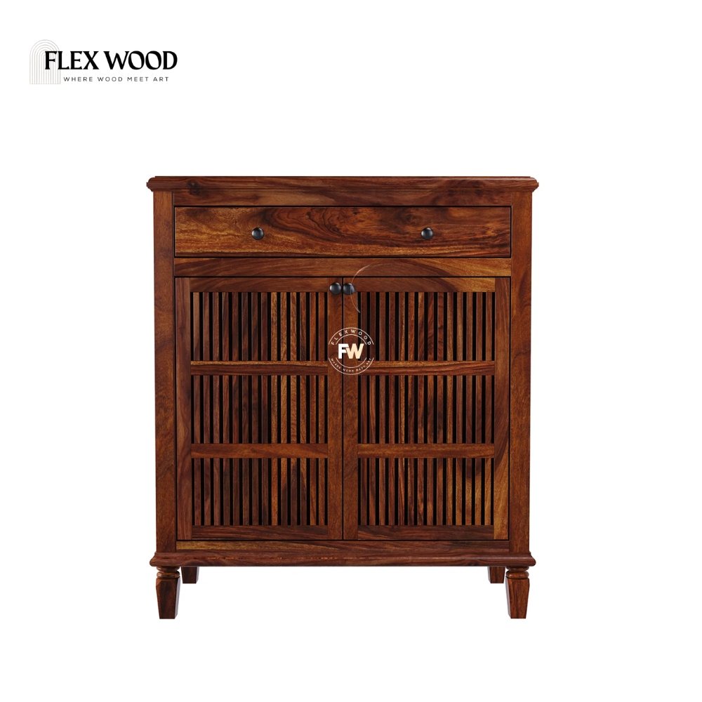 30 Solid Sheesham Wood Shoe Cabinet With Drawers Storage - Image 1