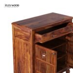 Solid Sheesham Wood Shoe Cabinet With Drawers Storage - Image 4
