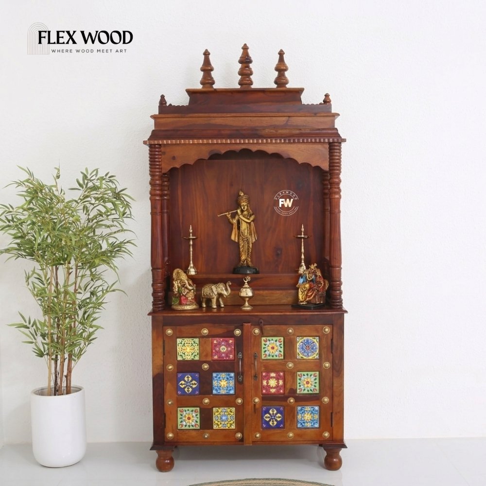 4 Wooden Temple with Storage - Honey finish - Image 1