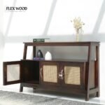 Sheesham Wood Console Table with 3 Doors - Walnut Finish - Image 3