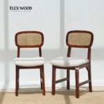 Sheesham Wood Dining Chair with Cane Back & Cushioned Seat set of 2 (honey finish)
