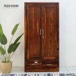 Wooden 2 Door 2 Drawer Wardrobe – Sheesham Wood | Honey Finish