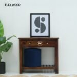 Sheesham Wood Console Table with Drawers & Shelf – Walnut Finish