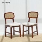 Sheesham Wood Dining Chair with Cane Back & Cushioned Seat set of 2 (honey finish) - Image 2