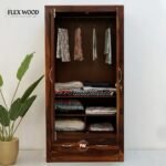 Wooden 2 Door 2 Drawer Wardrobe – Sheesham Wood | Honey Finish - Image 2