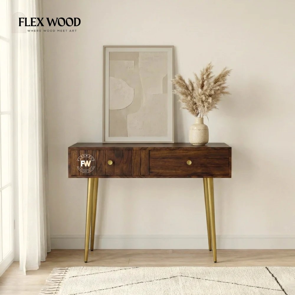 5 Flexwood modern Console Table (walnut finish) - Image 1