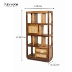 Flexwood cane Solid Wood Bookshelf in (teak Finish) - Image 5
