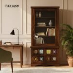 Contemporary Sheesham Wood Bookshelf(walnut finish)