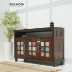 3 Door Sheesham Wood Sideboard & Cabinet - Walnut Finish - Image 3