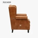 Leather Chesterfield Wing Chair In Tan Finish - Image 5