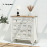 Wooden 2 Door 2 Drawer Cabinet - White finish - Image 2
