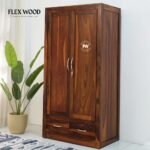 Wooden 2 Door 2 Drawer Wardrobe – Sheesham Wood | Honey Finish - Image 3