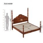 Flexwood Solid Sheesham Wood Poster Bed In King Size(honey finish) - Image 6