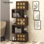 Sheesham Wood 5-Layer Ladder Bookshelf In Walnut