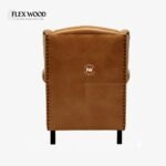 Leather Chesterfield Wing Chair In Tan Finish - Image 6