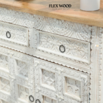 Wooden 2 Door 2 Drawer Cabinet - White finish - Image 3