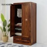 Wooden 2 Door 2 Drawer Wardrobe – Sheesham Wood | Honey Finish - Image 4