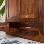 Wooden 2 Door 2 Drawer Wardrobe – Sheesham Wood | Honey Finish - Image 5