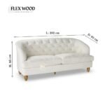Handcrafted Mango Wood 3-Seater Sofa – Tufted Velvet Couch for Living Room - Image 3