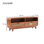 Wood TV Unit With 2 Cane Drawers - Image 6