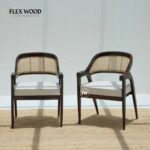 Wooden Dining Chair in Sheesham Wood & Cane set of 2  (Walnut Finish) - Image 3