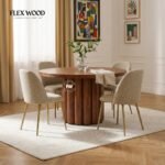 Flexwood solid wood 4 Seater Dining Table( brown finish)
