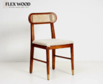Flexwood Solid Wood Rattan Cane Round Dining Table Four Seater Set - Image 5