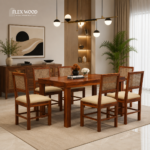 6 Seater Solid Wood Dining Table Set(honey finish)