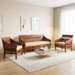 Modern carving Sheesham Wood Sofa(honey finish)