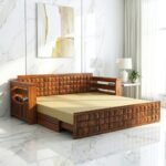 Morse Sheesham Wood Sofa Cum Bed(honey finish)