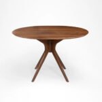 Flexwood modern round Dining Table with Chair(teak finish) - Image 4