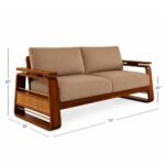 Rattan cane  Solid Sheesham Wood Sofa set (honey finish) - Image 8