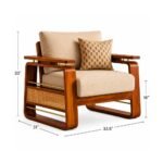 Rattan cane  Solid Sheesham Wood Sofa set (honey finish) - Image 7