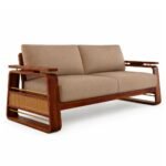 Rattan cane  Solid Sheesham Wood Sofa set (honey finish) - Image 4