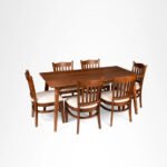 Modern  Solid 6 Seater Wooden Dining Table with Chair(teak finish) - Image 2