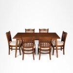 Modern  Solid 6 Seater Wooden Dining Table with Chair(teak finish)