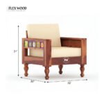 Flexwood  Ceramic tiles Solid Sheesham Wood Sofa Set (Honey Finish) - Image 7