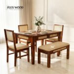 Flexwood Solid woodSheesham 4 Seater Dining Table(honey finish