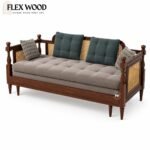 Flexwood Rattan cane solid wood sheesaam sofa come bed (walnut finish) - Image 3