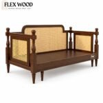 Flexwood Rattan cane solid wood sheesaam sofa come bed (walnut finish) - Image 8