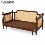Flexwood Rattan cane solid wood sheesaam sofa come bed (walnut finish) - Image 9