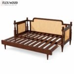 Flexwood Rattan cane solid wood sheesaam sofa come bed (walnut finish) - Image 7