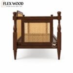 Flexwood Rattan cane solid wood sheesaam sofa come bed (walnut finish) - Image 6