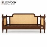 Flexwood Rattan cane solid wood sheesaam sofa come bed (walnut finish) - Image 5