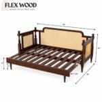 Flexwood Rattan cane solid wood sheesaam sofa come bed (walnut finish) - Image 11